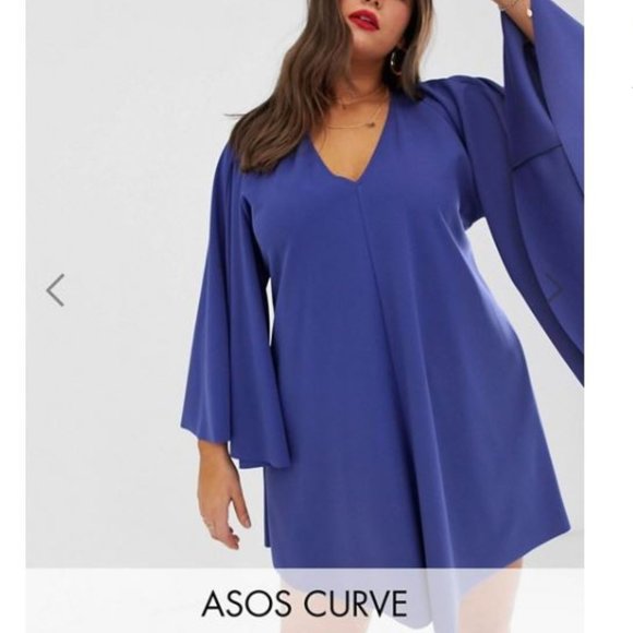 ASOS Curve Dresses & Skirts - ASOS DESIGN Curve plunge angel sleeve mini dress